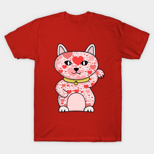 Lucky Cat Full of Hearts T-Shirt by DiegoCarvalho